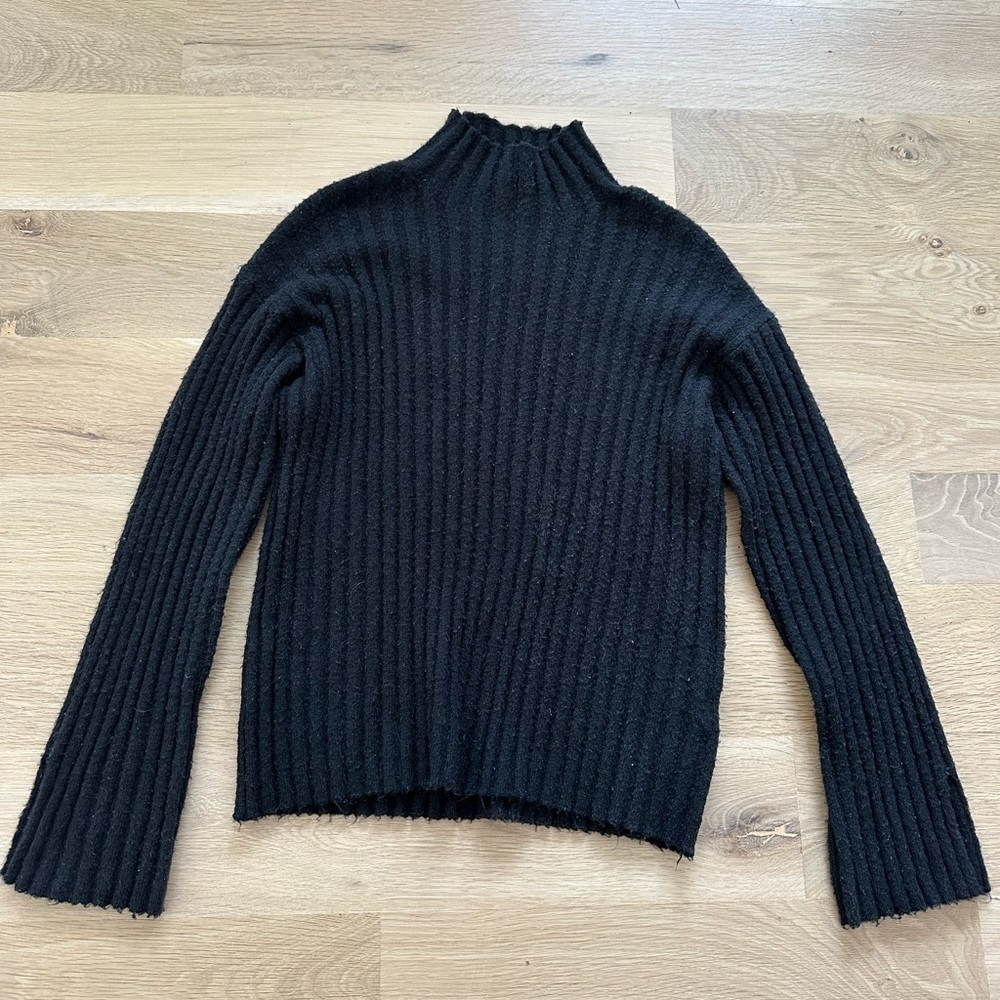 Generation Black Ribbed Turtleneck Sweater